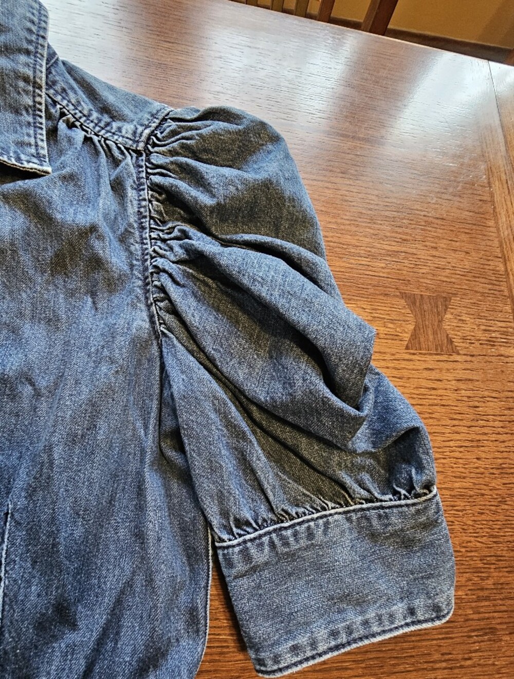 Frame Gillian Puff-Sleeve Denim Dress Medium - Picture 7 of 13